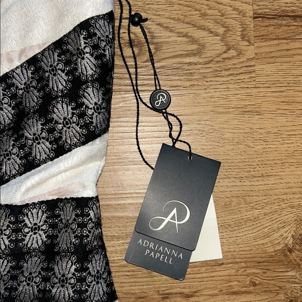 Adrianna Papell Black and White Patterned Midi Dress - Picture 3 of 11